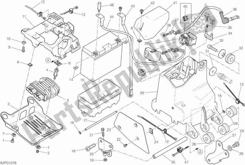 All parts for the Battery Holder of the Ducati Monster 821 Thailand 2019